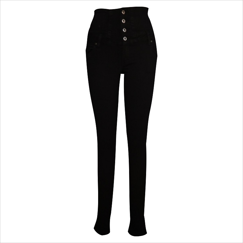 moda quatro botão de cintura alta skinny jeans WS1003