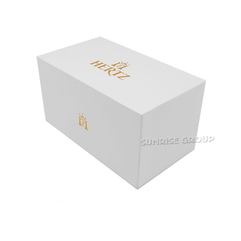 Caixa de empacotamento do relógio rígido luxuoso do cartão com logotipo da folha de ouro