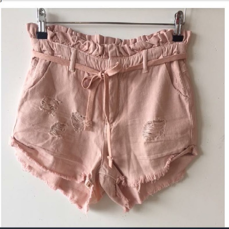 shorts de rosa de saco de papel