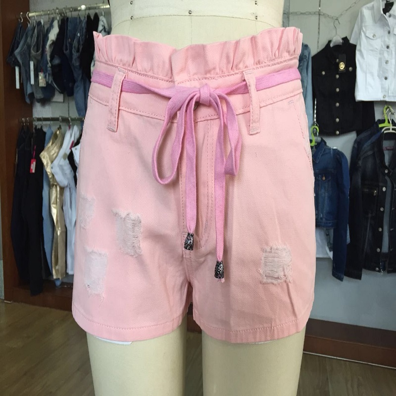 shorts de rosa de saco de papel