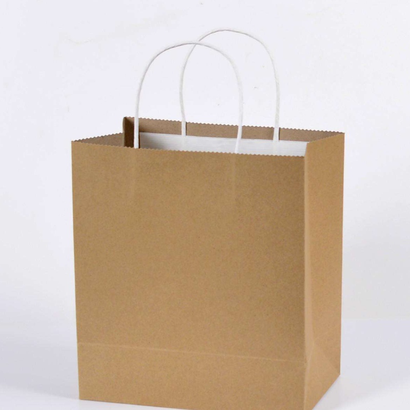 sacos de compras de papel kraft marrom com cabos de papel