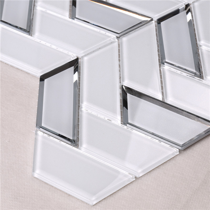 HMB35 Super Branco Foshan Fábrica Em Forma De Leque Em Forma De Ventilador De Vidro Mosaico De Telhas