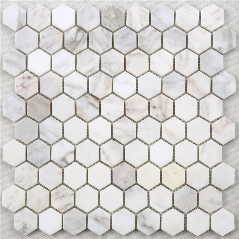 Medalhão branco das telhas de mosaico do mármore do hexágono de Carrara SDL40 para telhas da cozinha do banheiro