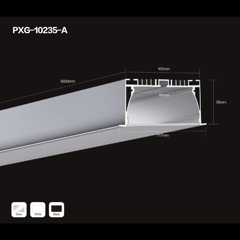 Estrutura de perfil de alumínio com caixa de fita LED com clipe de tampa de cobertura de PC
