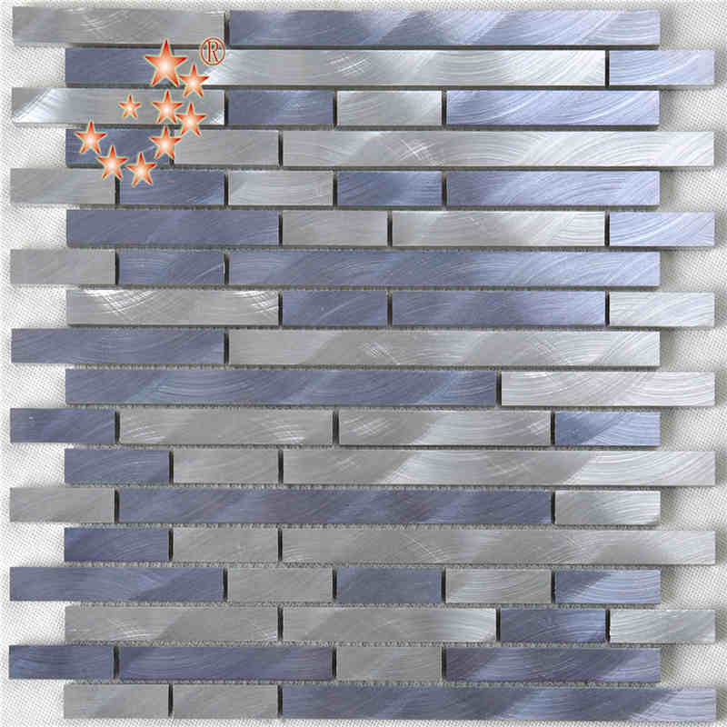 Cor misturada prata roxo tira de alumínio metal mosaico parede telha cozinha splashback