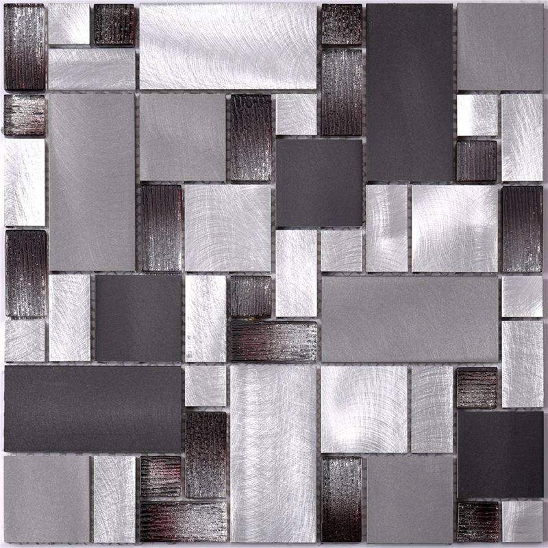 Telha de mosaico de variação de cor de vidro laminado de alumínio