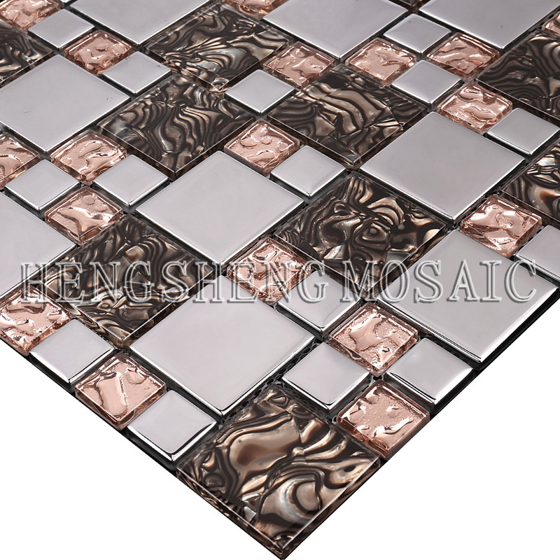 Top class galvanizado vidro mix âmbar mosaico para backsplash decoração