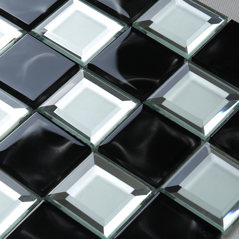 Telha de mosaico de vidro chanfrada luxuosa do espelho da borda para paredes da decoração do clube do hotel