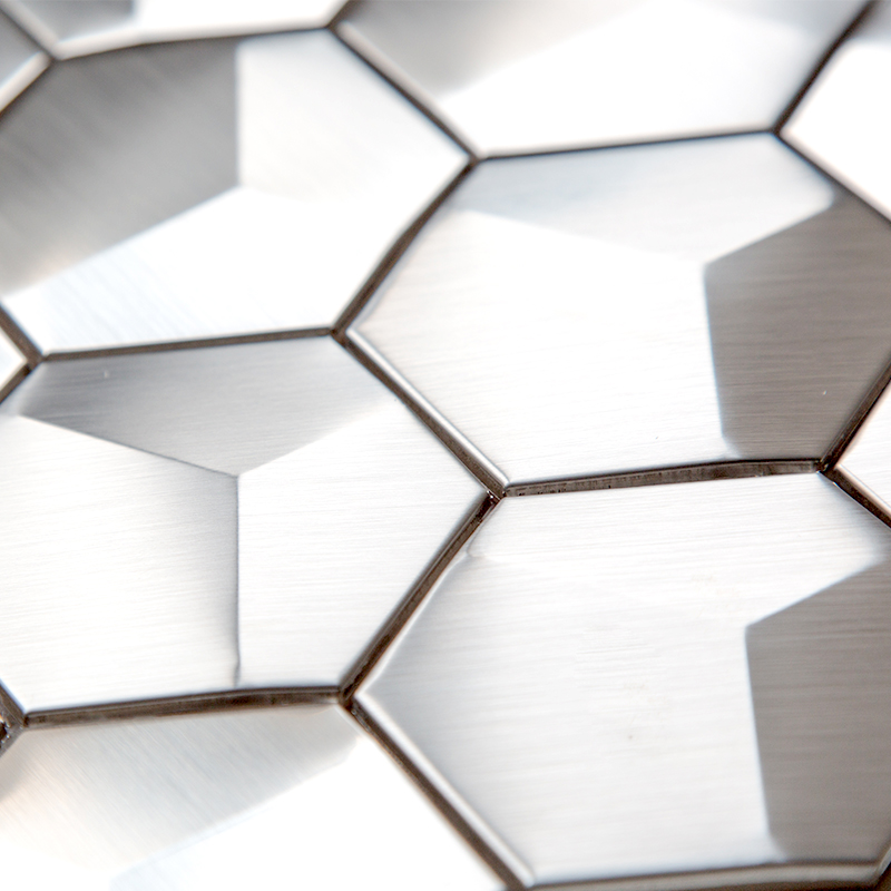 Lascas de aço inoxidável telhas de hexágono fosco mosaicos de metal para cozinha backsplash