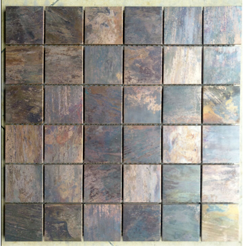 Backsplash quadrado de venda quente de cobre Backsplash da parede do metal, telha de mosaico de cobre antiga para a cozinha do banheiro decorativa
