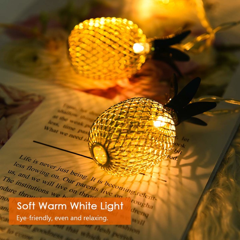 LED 灯 串 luz de corda de abacaxi branco quente 10LED