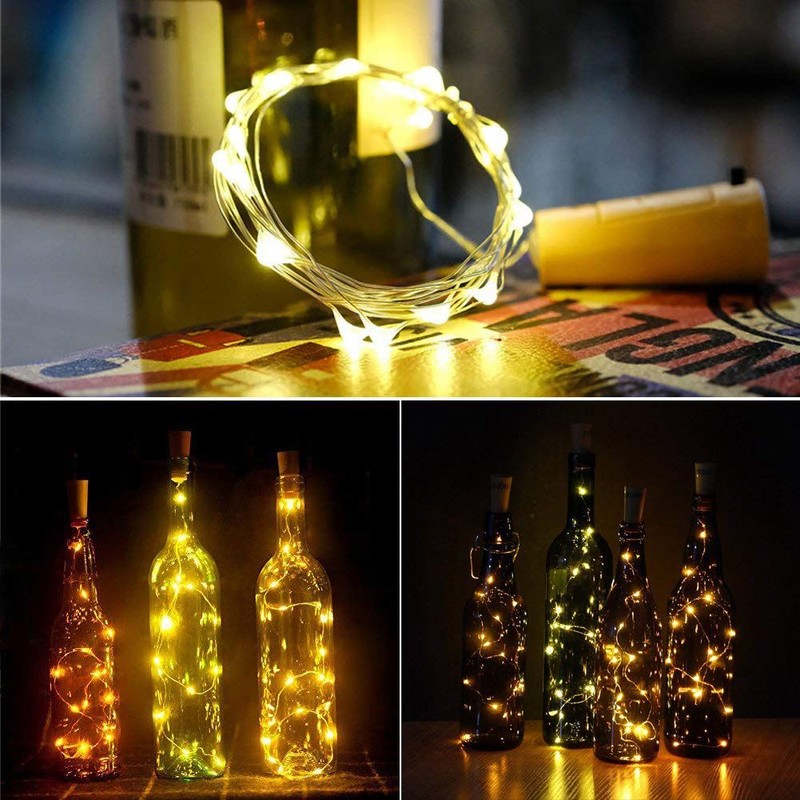 Venda quente luzes de cortiça para garrafa de vinho, garrafa de vinho luzes 6.5ft 20 LED vinho cortiça luzes da corda para vidro Mason Jar Fair