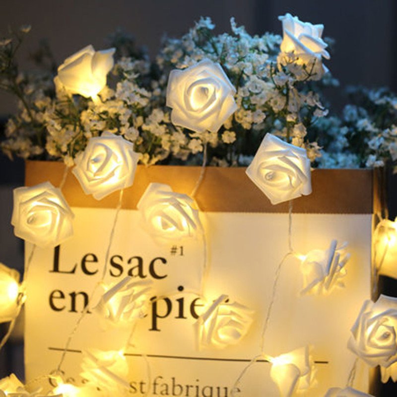 10/20 LEDs Bateria Operado LED Rose Flor Cordas Luzes De Natal Luz De Fada Dos Namorados Casamento Decoração Do Partido Do Feriado