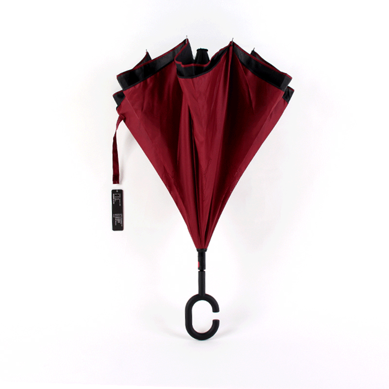 Material popular de marketing e promocional Dupla camada de tecido guarda-chuva reto com alça em forma de C