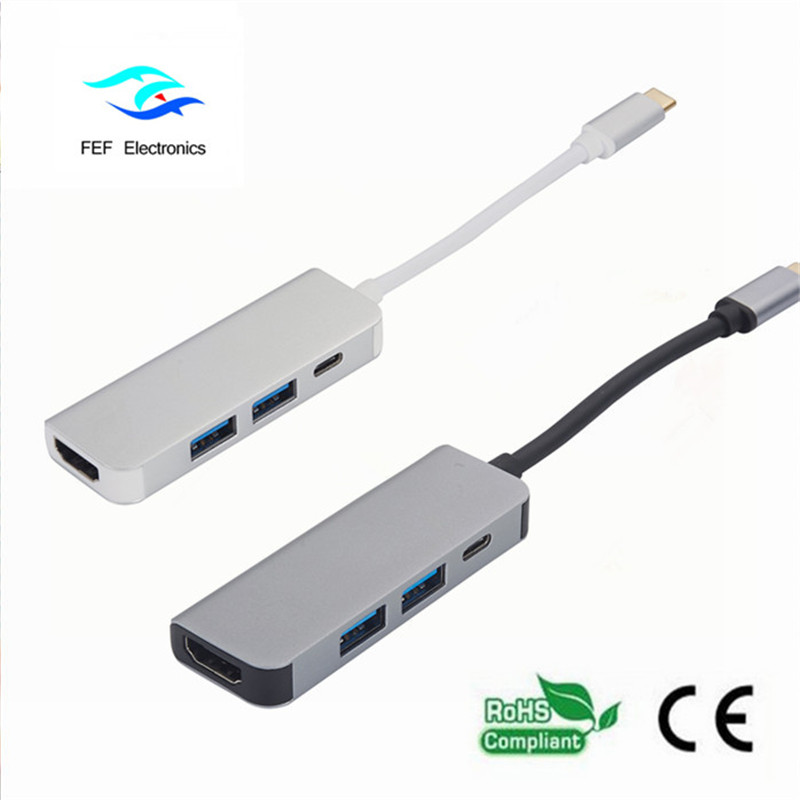 USB tipo c / fêmea HDMI + 2 * USB3.0 fêmea + SD + TF Código do conversor: FEF-USBIC-022