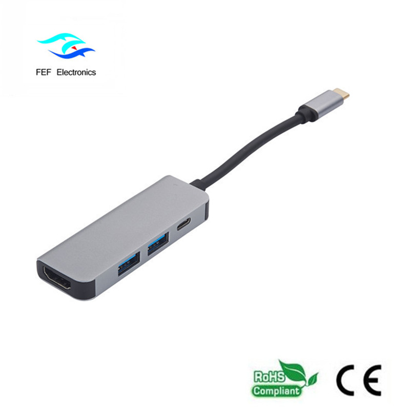 USB tipo c / fêmea HDMI + 2 * USB3.0 fêmea + SD + TF Código do conversor: FEF-USBIC-022