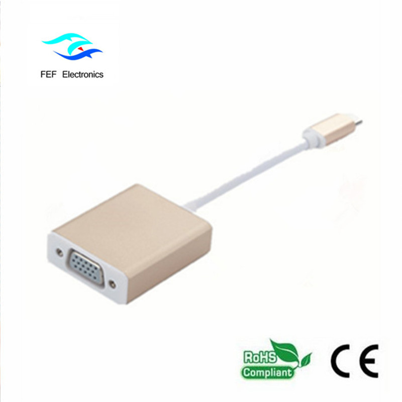 USB 3.1 Tipo-C macho para conversor fêmea VGA Código: FEF-USBIC-002