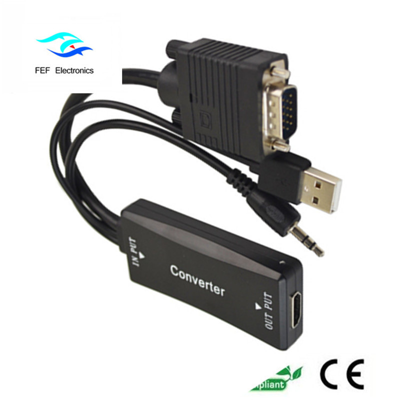VGA macho para HDMI fêmea + Áudio + USB de alimentação Código: FEF-HIC-011