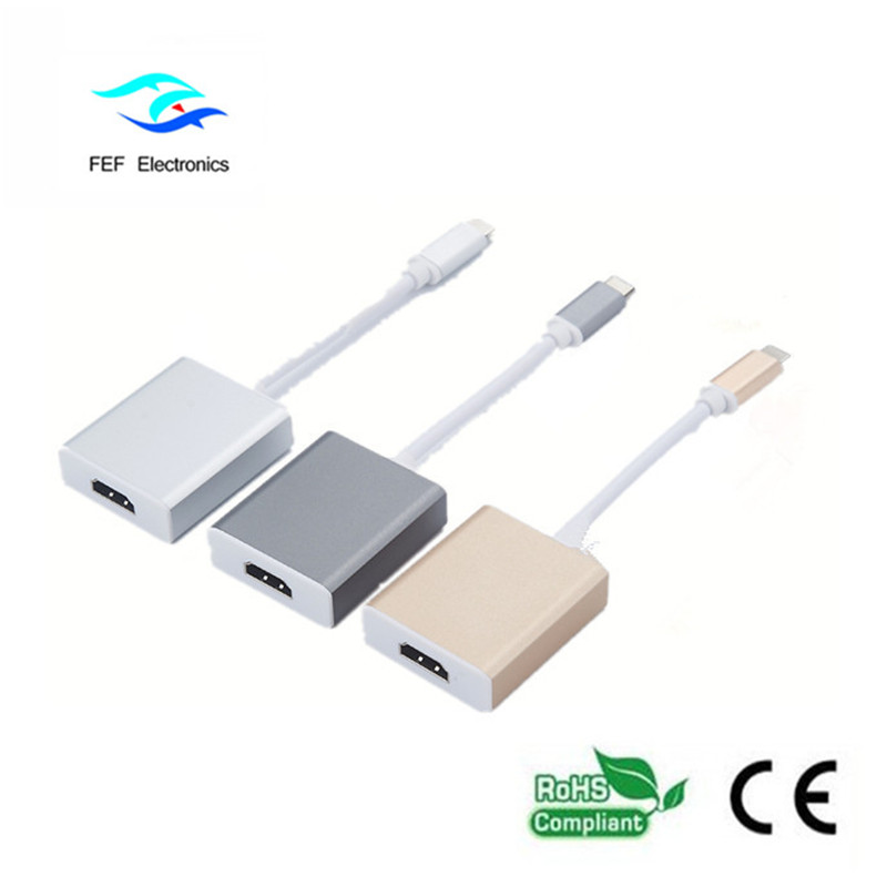 USB tipo c para HDMI fêmea conversor metal case Código: FEF-USBIC-006