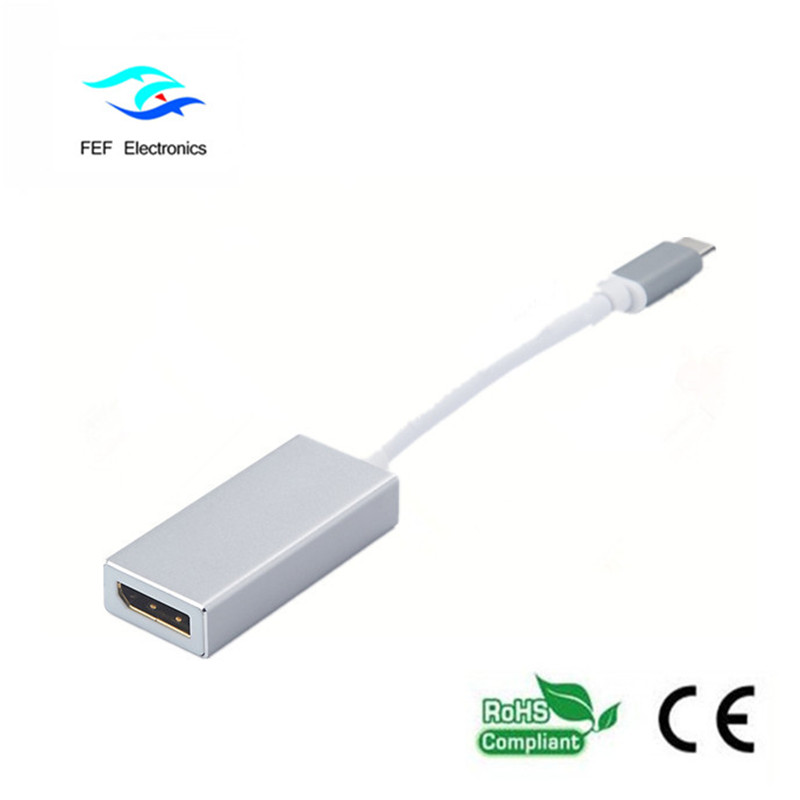 USB TYPE-C para Displayport conversor fêmea Caixa de metal Código: FEF-USBIC-004