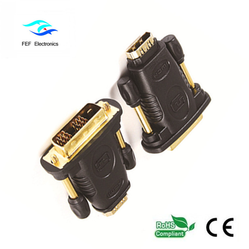 DVI (24 + 1) macho para adaptador fêmea HDMI ouro / níquel Código: FEF-HD-005
