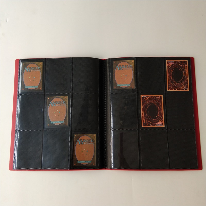 9-Pocket Red Gaming Card Collectors Portfolios Álbuns Pastas para cartões padrão