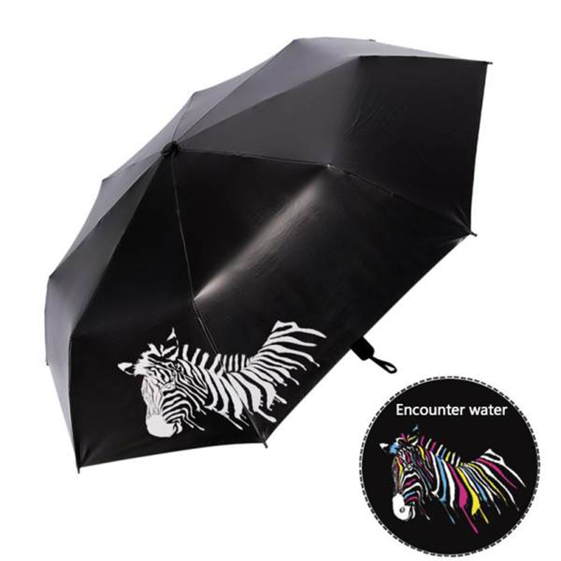 Marketing de publicidade 3 dobra de cor mudando manul guarda-chuva de tecido de proteção UV aberto
