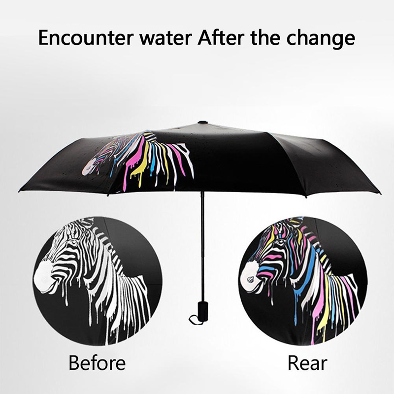 Marketing de publicidade 3 dobra de cor mudando manul guarda-chuva de tecido de proteção UV aberto