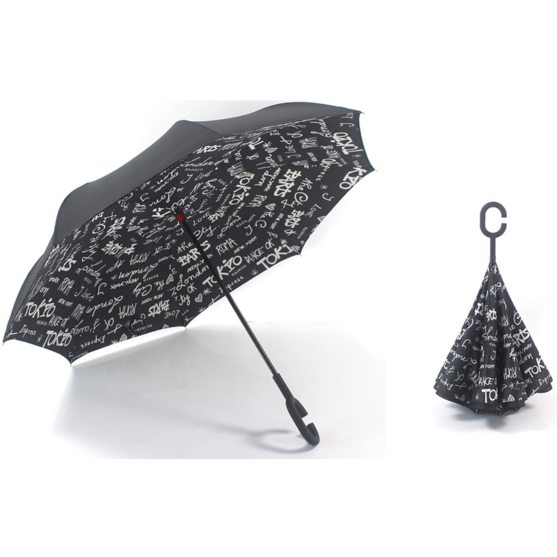 Atacado dobrável aberto invertido de cabeça para baixo personalizado invertido fechar guarda-chuva invertido