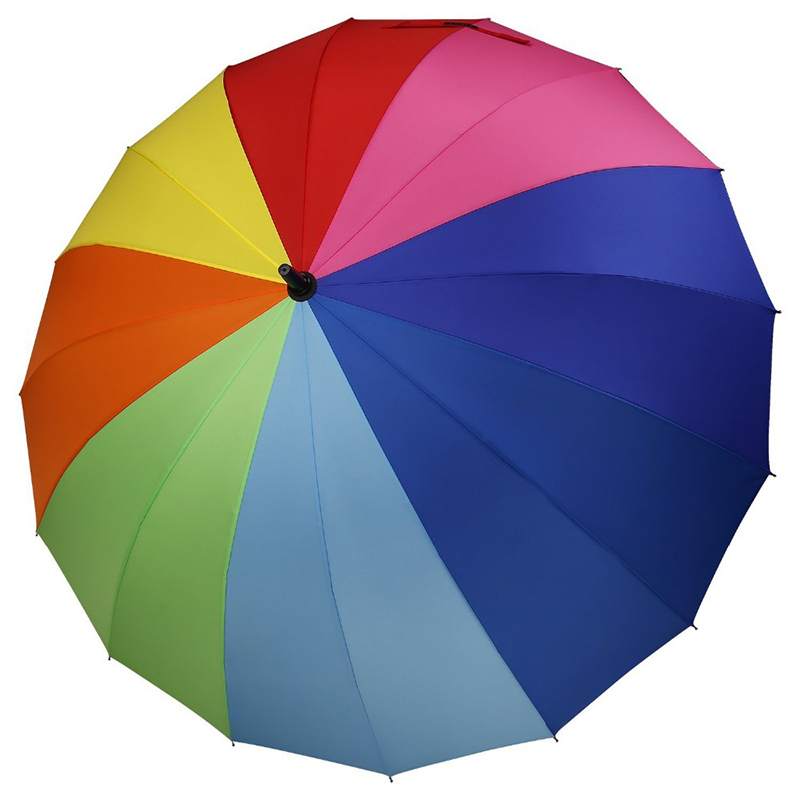Atacado arco-íris mercadoria presentes pongee tecido 16K em linha reta chuva automático guarda-chuva