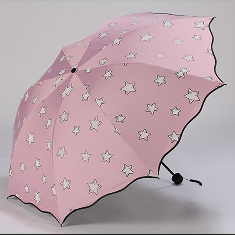 Guarda-chuva de chuva mudando de cor com guarda-chuva de dobramento 3 função manual aberto