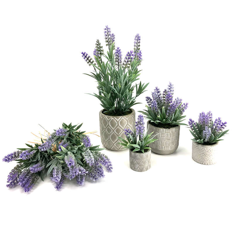 Planta de vaso de plantas artificiais Home Decor lavanda flores arranjos decoração de mesa