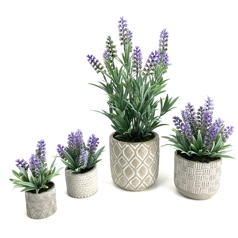 Planta de vaso de plantas artificiais Home Decor lavanda flores arranjos decoração de mesa