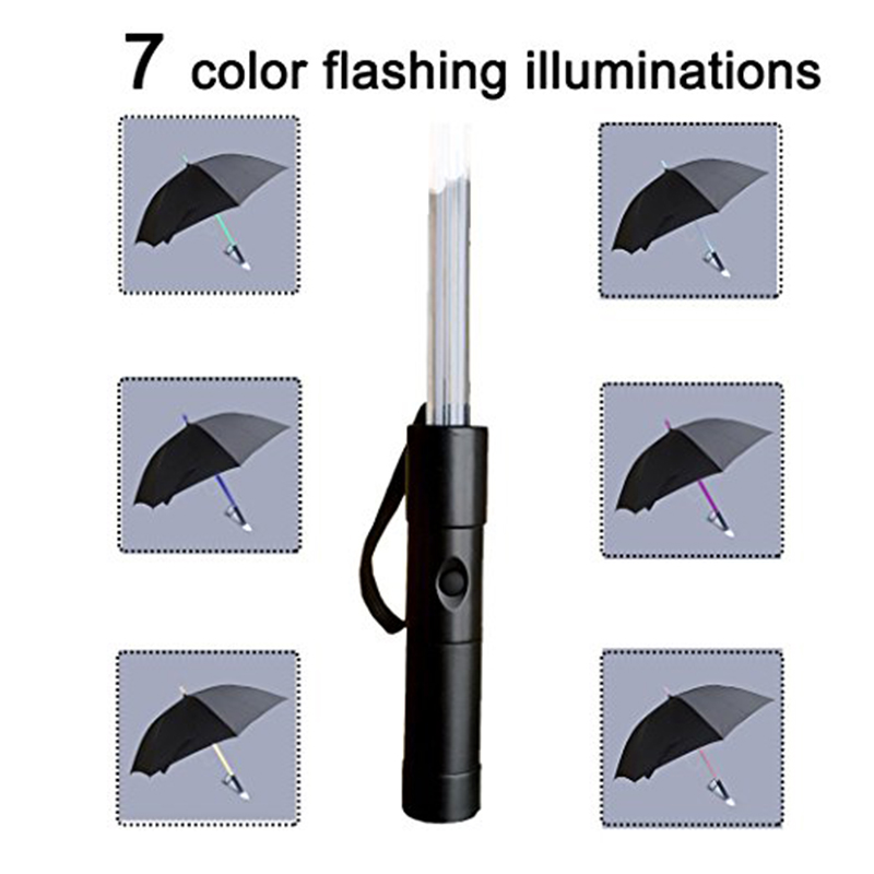 China logotipo promocional impresso cor mudando em linha reta guarda-chuva de LED com luz LED