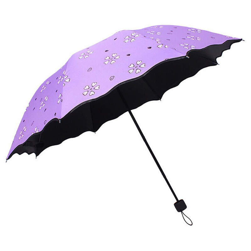 Bela impressão 3 dobra manual de cor mágica aberta mudando de guarda-chuva sob chover