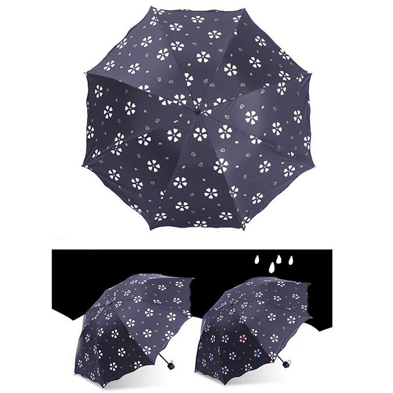 2019 Item de presentes extravagantes Wetting chuva mágica cor de impressão mudando 3 dobra guarda-chuva