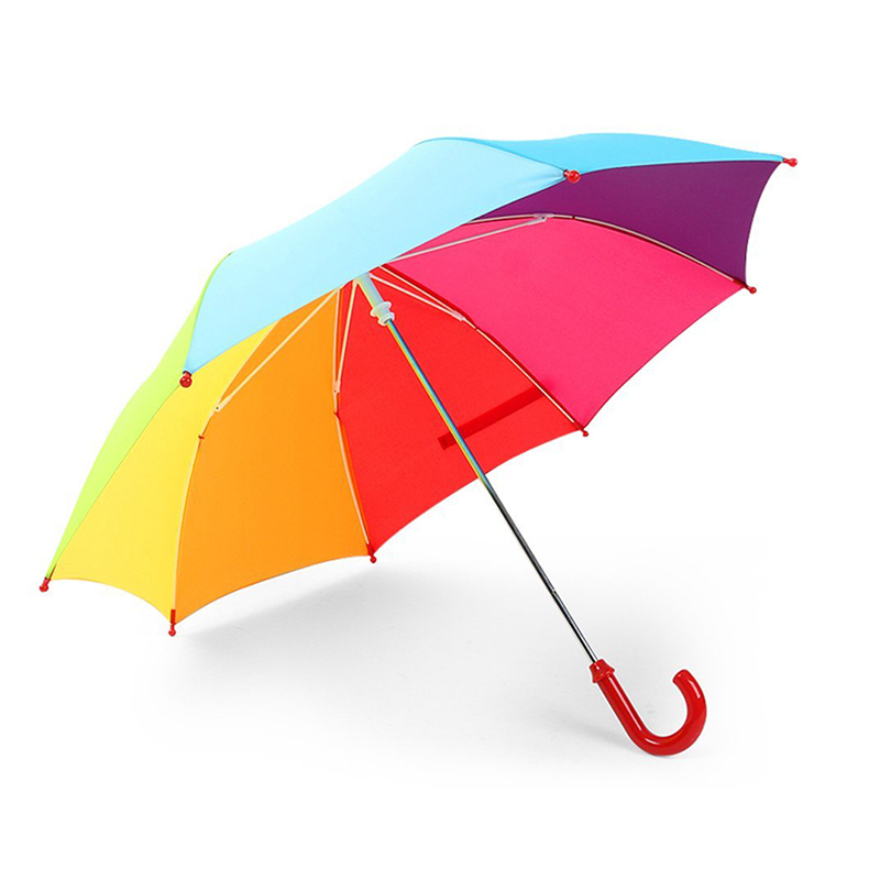 crianças guarda-chuva em linha reta auto função aberta arco-íris tecido colorido