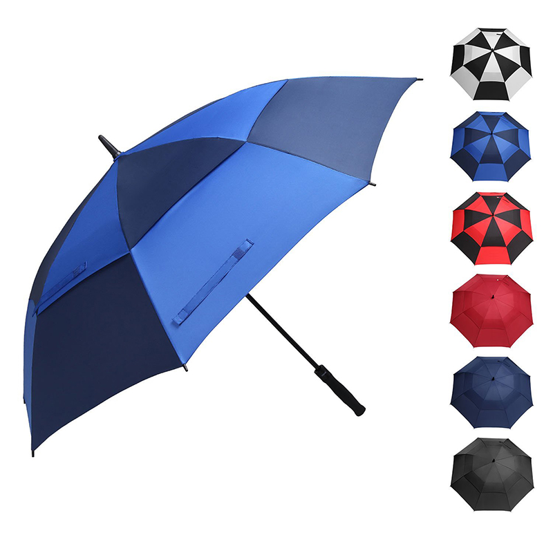 Grande guarda-chuva feito sob encomenda do golfe da impressão do dossel dobro chuvoso exterior reto