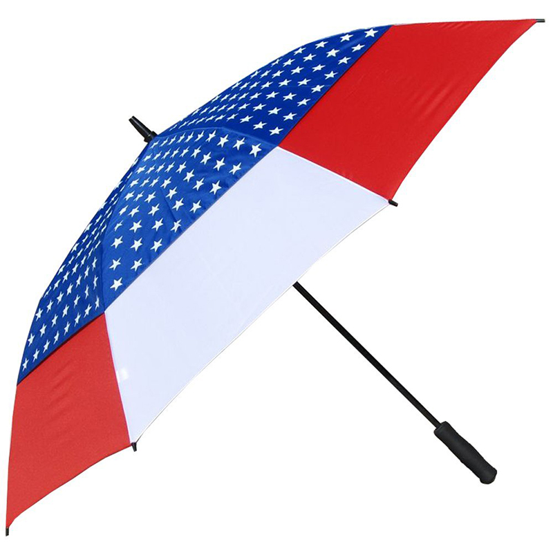 Novo item promocional 30 polegada tamanho grande guarda-chuva de golfe de tecido duplo com impressão da bandeira