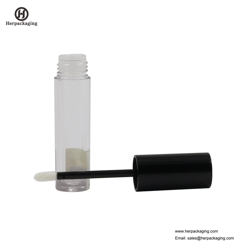 HCL301 Clear Plastic Tubos vazios de brilho labial para produtos cosméticos coloridos reuniram-se aplicadores de brilho labial