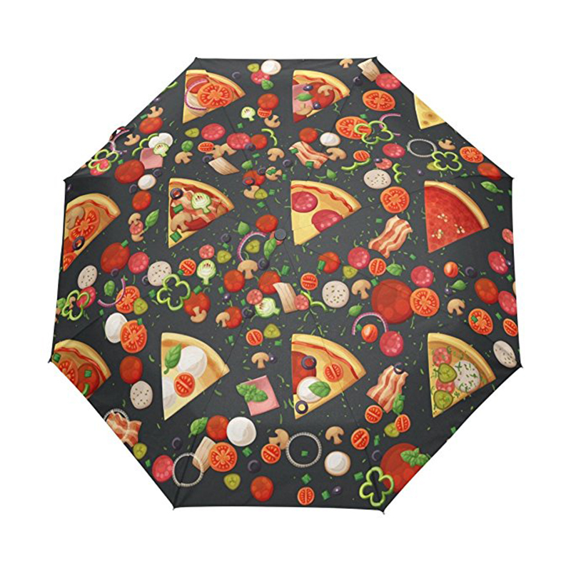 Impressão de pizza engraçado Promocional presentes item logotipo personalizado impressão 3 vezes auto aberto e auto guarda-chuva fechado