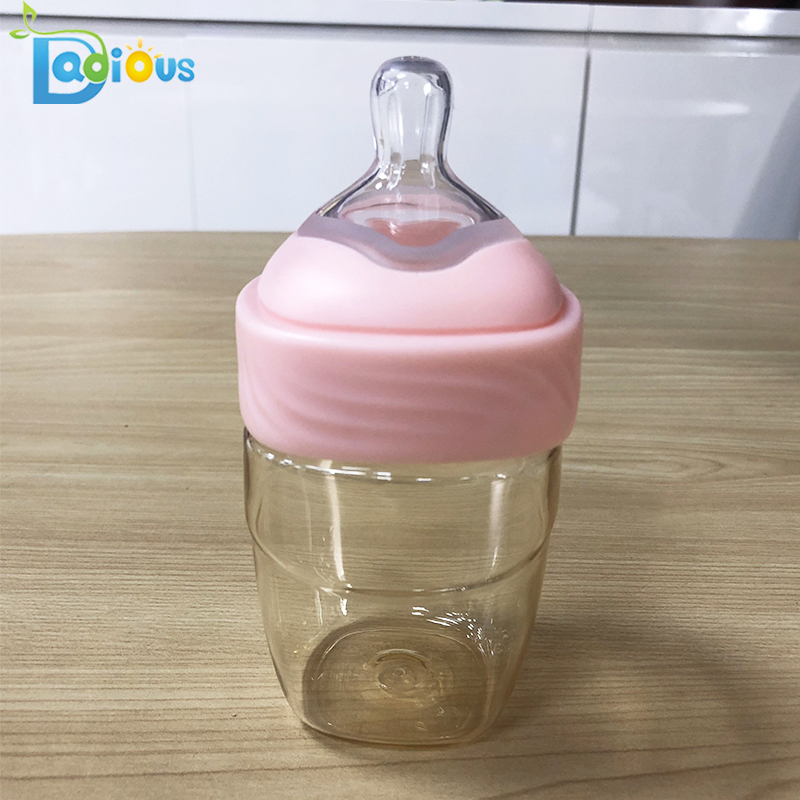 O OEM presta serviços de manutenção à garrafa de alimentação durável do bocal do silicone da garrafa de bebê do PPSU da garrafa de alimentação do bebê do pescoço para bebês