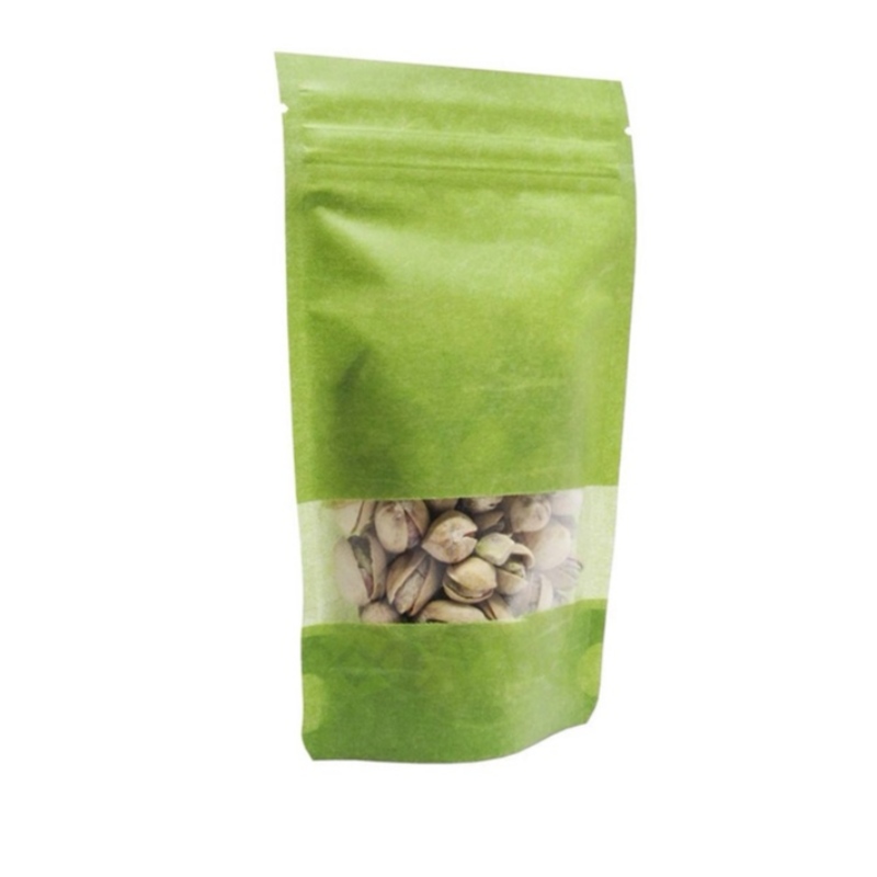 Sacos de papel verdes Resealable do arroz da Não-impressão com janela