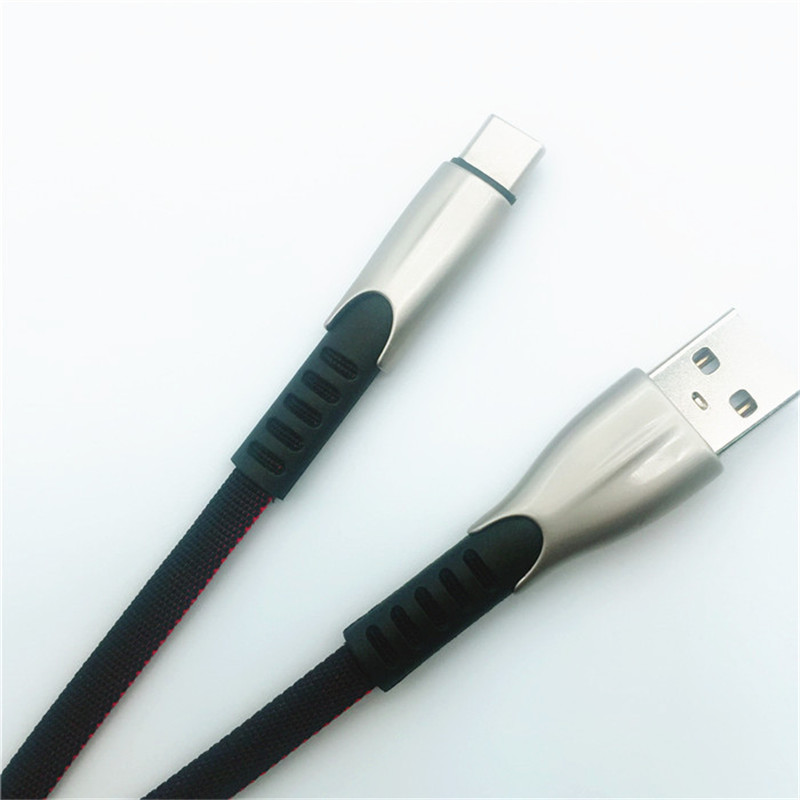 KPS-1001CB Micro personalizado portátil 1m 2A pano de liga de zinco tecelagem micro cabo USB