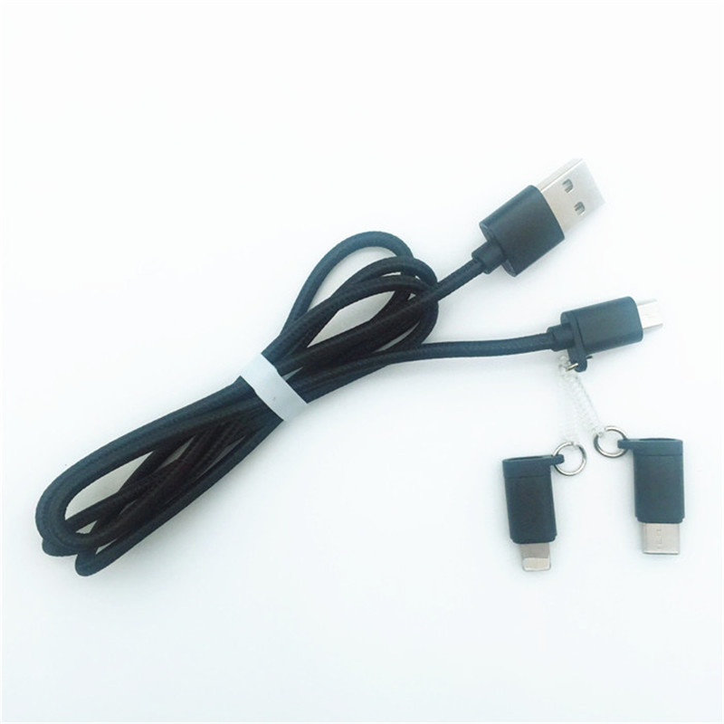KPS-1002CB 3in1 Cabo USB de carregamento trançado de nylon de alta qualidade 1M 2a OD3.5MM