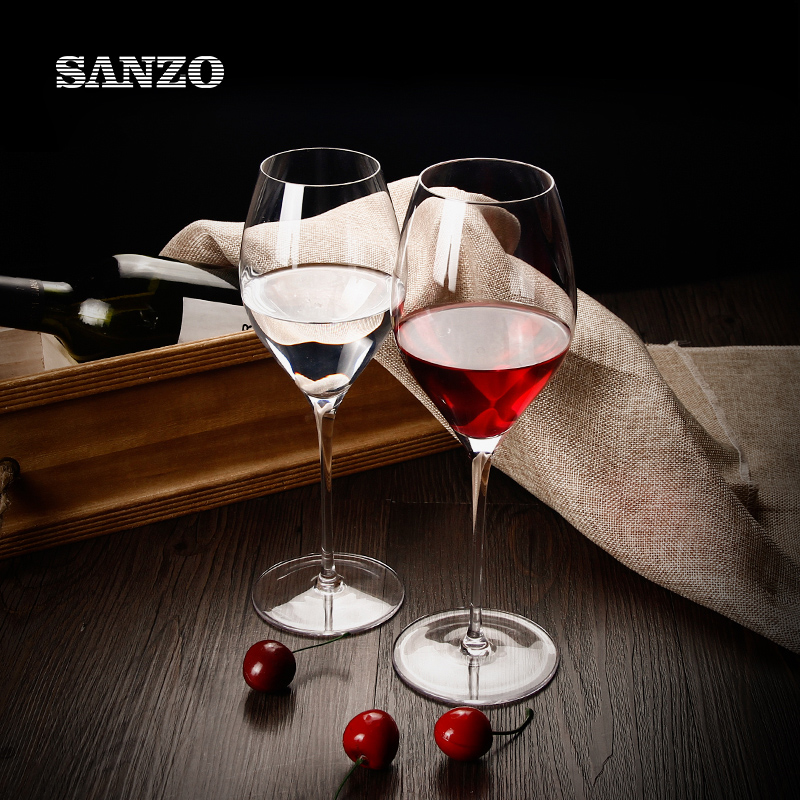 SANZO Conjunto de Copo de Vinho de Cor Preta Artesanal Sem Chumbo de Cristal Inclinado Boca Óculos Vaso em Forma de Altura