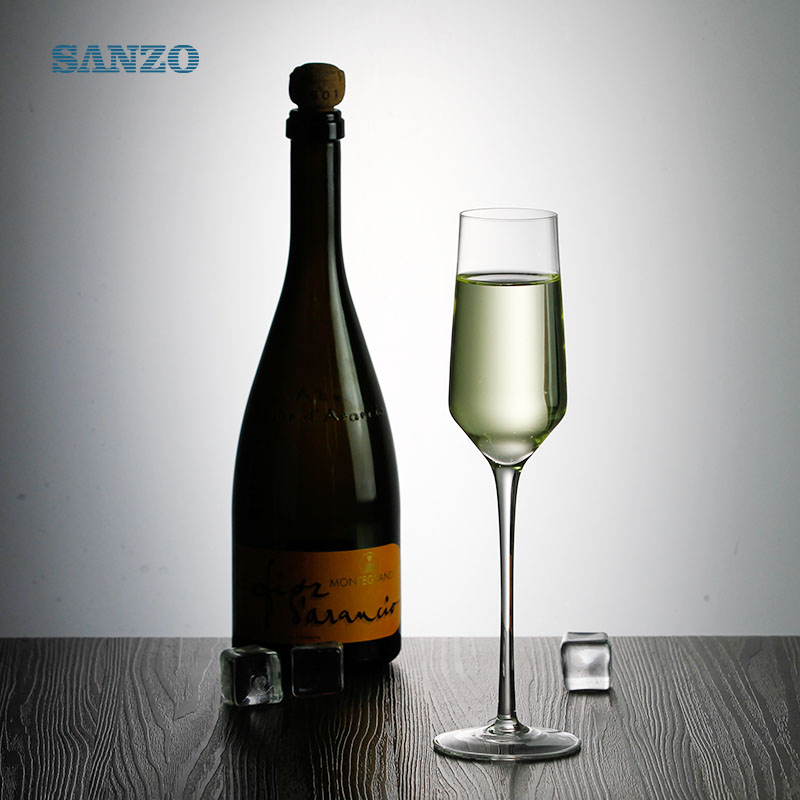 SANZO Bohemia Cristal Personalizado Artesanal Claro Atacado Champagne Glasses Promocional Venda Quente Barato Champagne Glasses