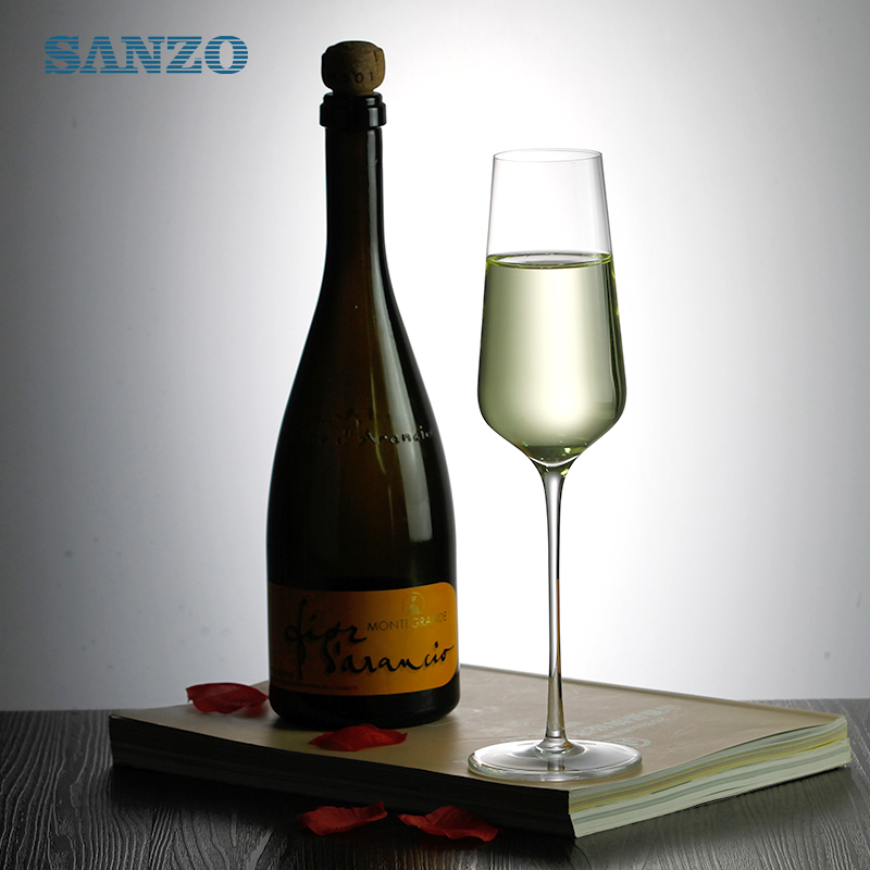 Copo de champanhe preto SANZO vidro personalizado champanhe flauta rosa cilindro champanhe