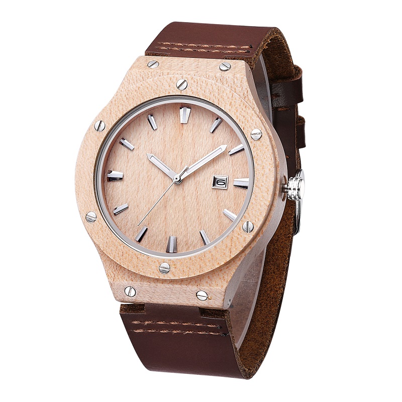 Relógio de madeira natureza homem pulseira de couro de quartzo analógico moda novo relógio zebra dos homens moderno relógio legal