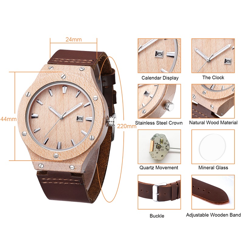 Relógio de madeira natureza homem pulseira de couro de quartzo analógico moda novo relógio zebra dos homens moderno relógio legal
